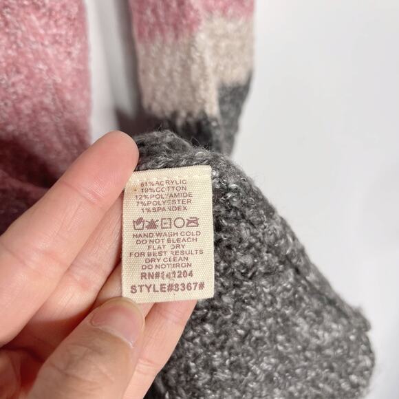 New Hem & Thread M Blue Pink Gray Colorblock Stripe Long Length Cardigan Sweater - Picture 8 of 10